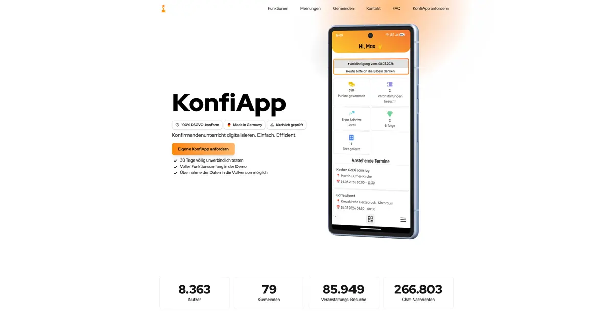 KonfiApp - Das moderne System für Konfirmation in evangelischen Kirchengemeinden.