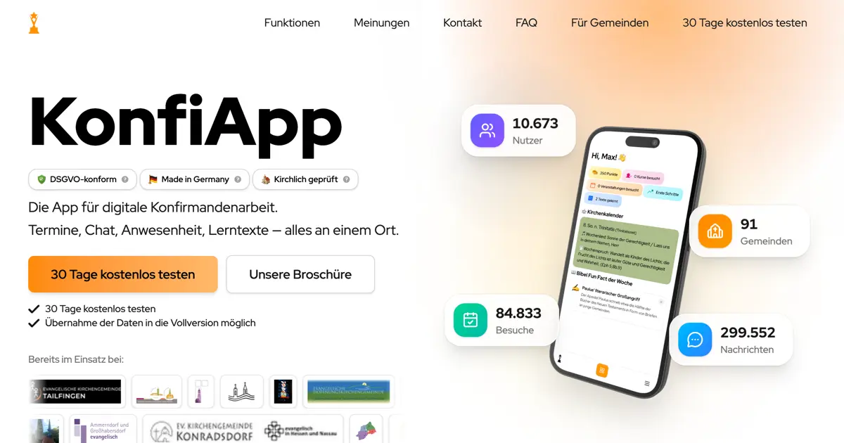 KonfiApp - Das moderne System für Konfirmation in evangelischen Kirchengemeinden.