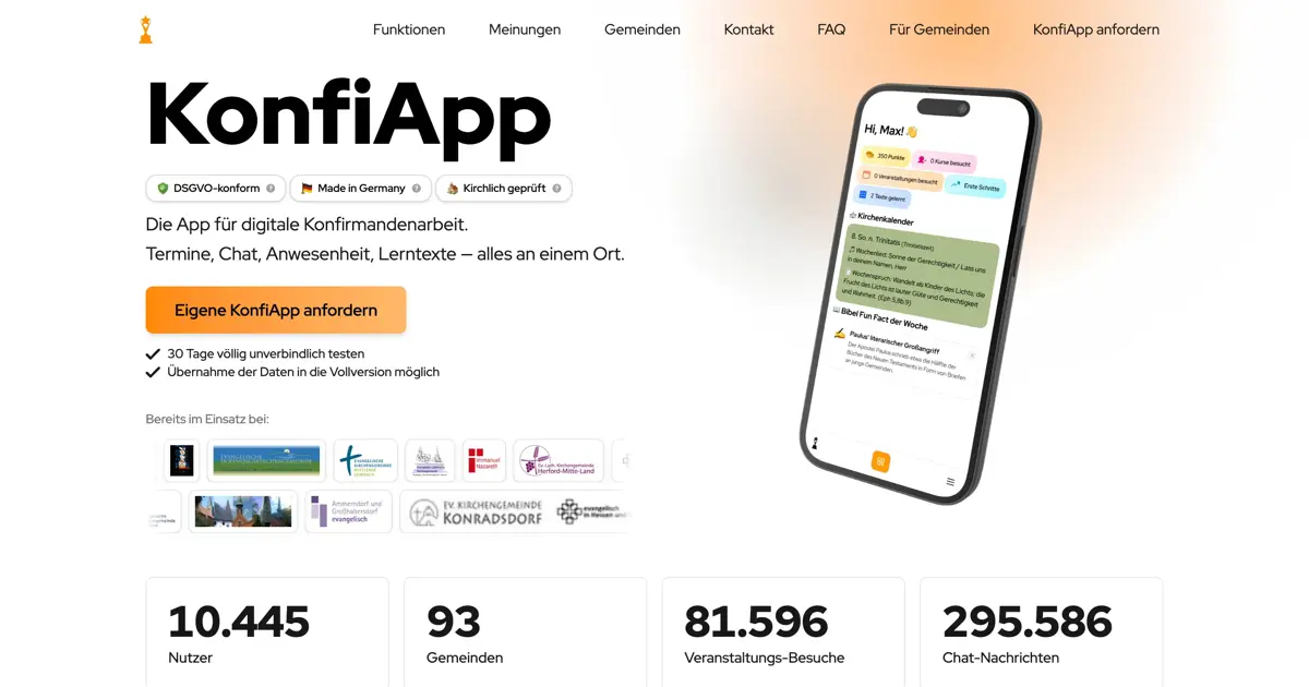 KonfiApp - Das moderne System für Konfirmation in evangelischen Kirchengemeinden.