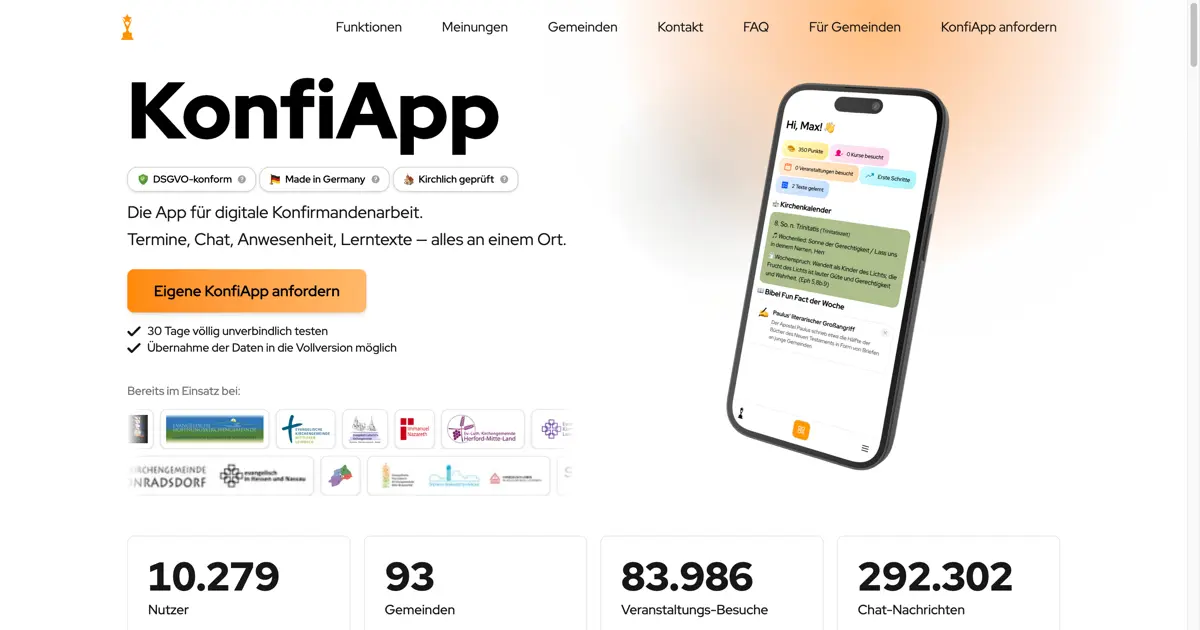 KonfiApp - Das moderne System für Konfirmation in evangelischen Kirchengemeinden.