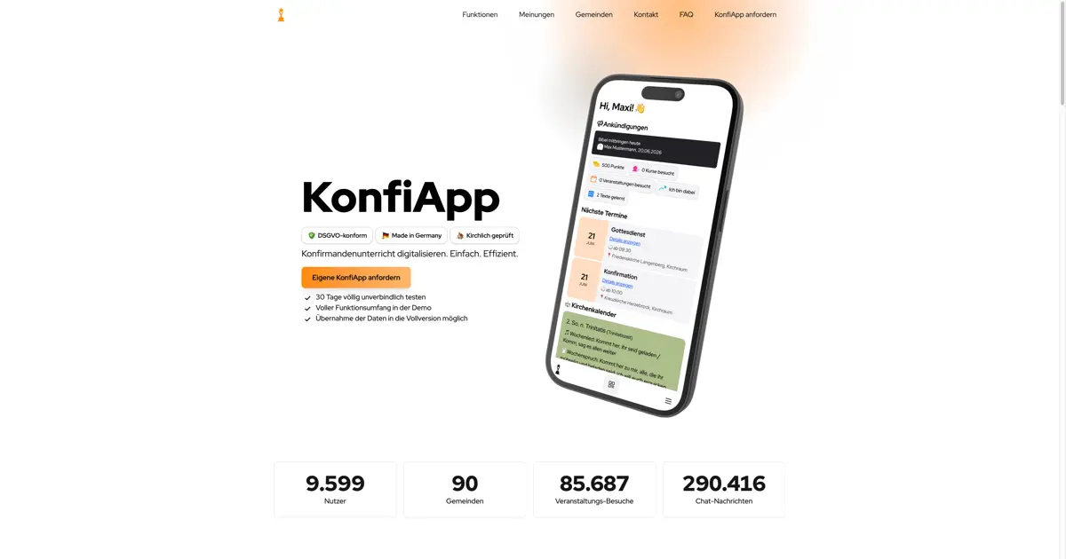 KonfiApp - Das moderne System für Konfirmation in evangelischen Kirchengemeinden.