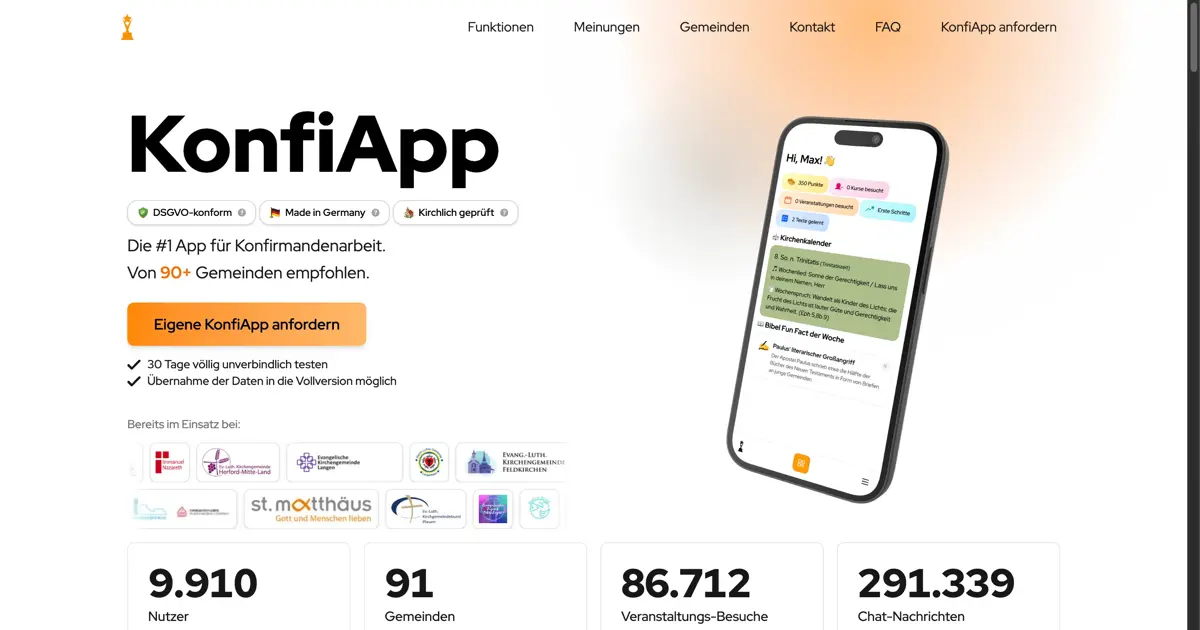 KonfiApp - Das moderne System für Konfirmation in evangelischen Kirchengemeinden.