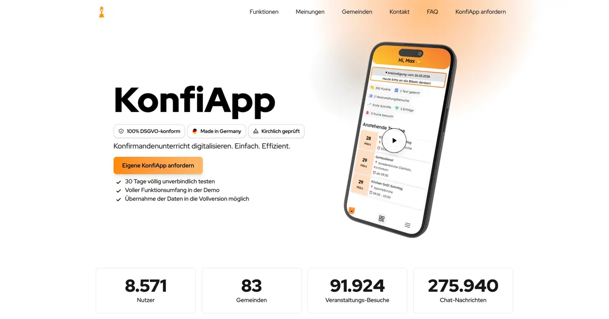 KonfiApp - Das moderne System für Konfirmation in evangelischen Kirchengemeinden.