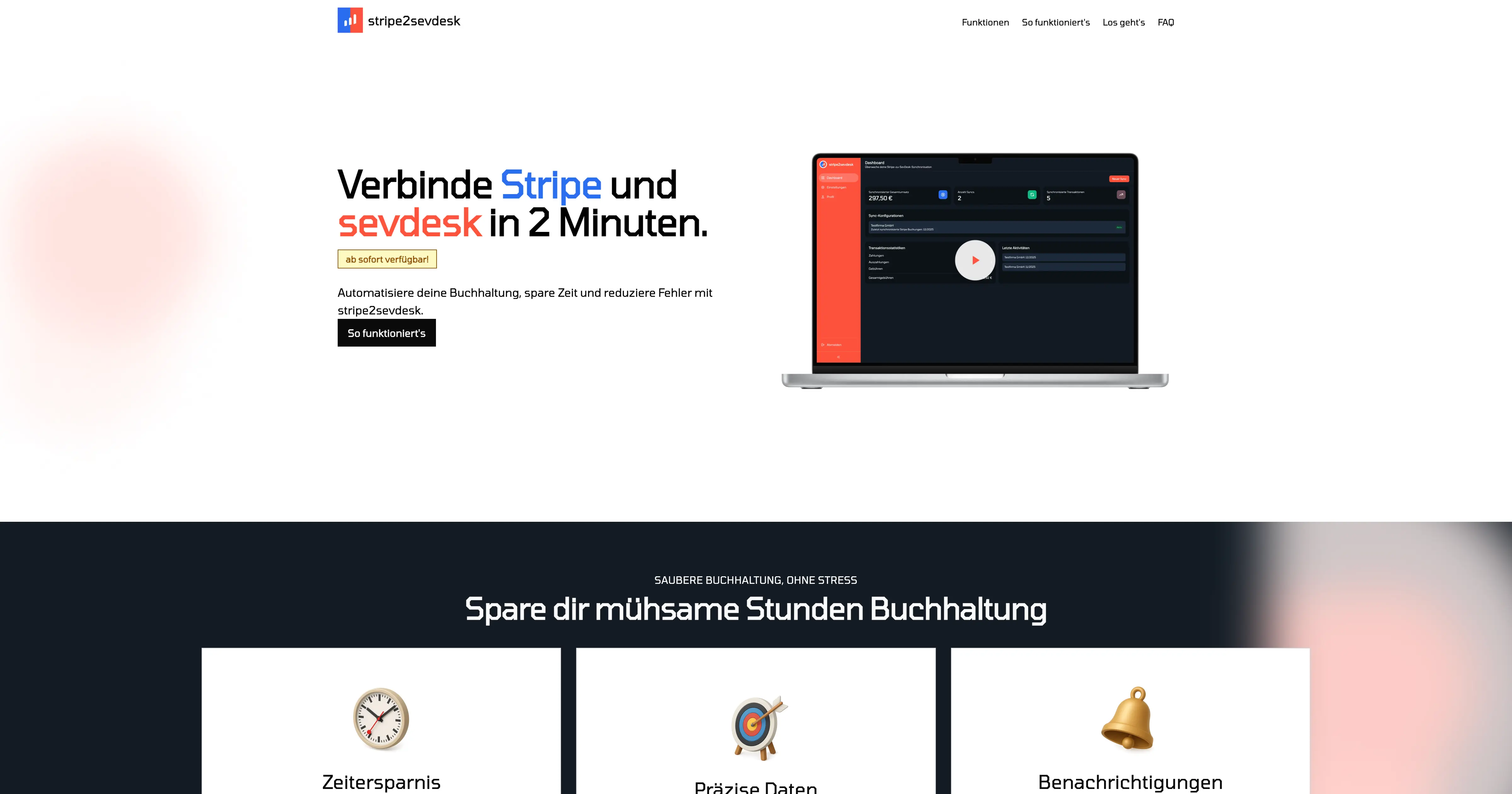 stripe2sevdesk.de - Stripe Zahlungen direkt in sevDesk verbuchen.