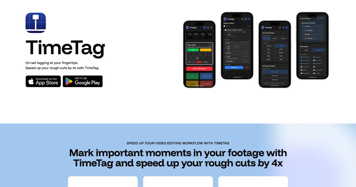 TimeTag - On-set logging at your fingertips.