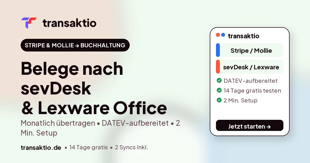 transaktio - Stripe Zahlungen direkt in sevDesk verbuchen.